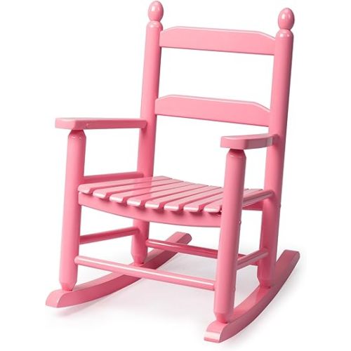 Outvita Outdoor Children's Rocking Chair, All-Weather Wooden Porch Rocker with High Backrest, Ideal for Garden, Yard, and Balcony, Patio Rocking Chair Suitable for Kids Ages 3-6(Pink)