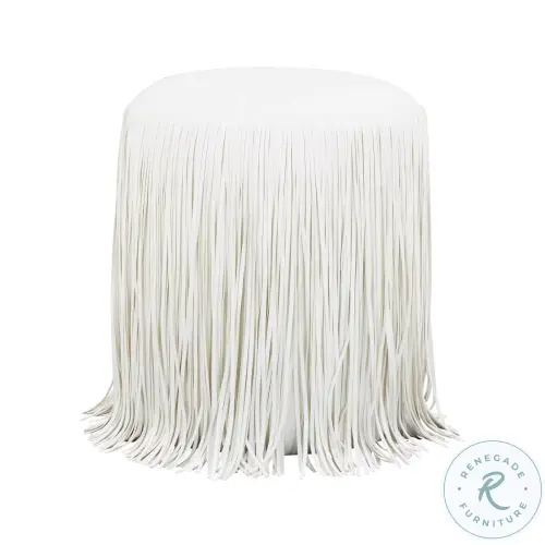 Shag Me Ivory Performance Vegan Leather Ottoman From TOV | Coleman Furniture