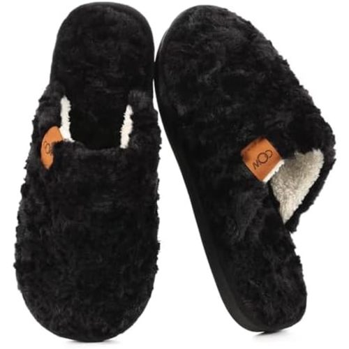 OOW Women's Fuzzy Slippers for Indoor,House Shoes with Memory Foam,Plush and Cute Slippers for Women