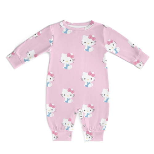 Hello Kitty Baby Footless Rompers, Long Sleeve Baby Onesie Jumpsuit for Boys Girls