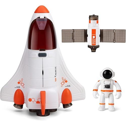 Spaceship Toy for Kids, Space Rocket with Astronaut, Spacecraft Playset with Light and Sound, Real Steam/Vapour Function