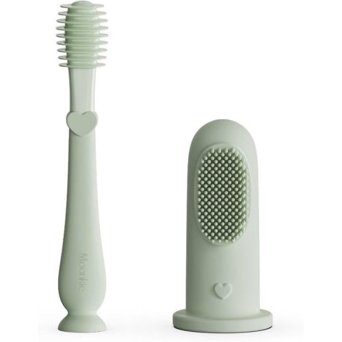 Moonkie Baby Finger Toothbrush Tongue Oral Cleaner Kit for 3 Months +, 2 Pcs (Mint)