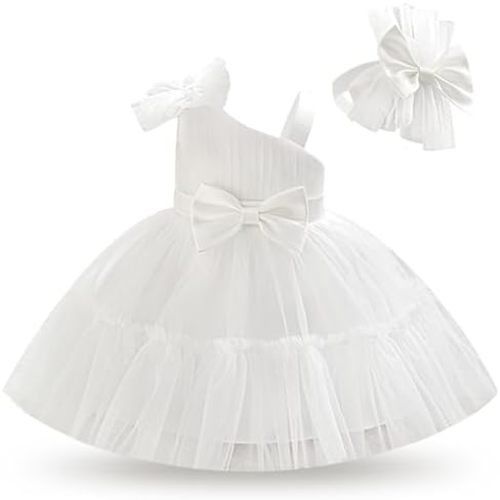 IBTOM CASTLE Baby Flower Girl Dress Bowknot Tulle Tutu Dresses Infant Toddler Pageant Wedding Formal Party Birthday Outfit