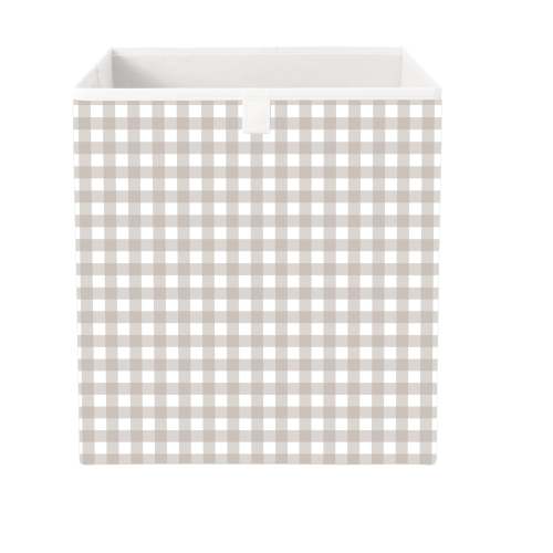 Cube Storage Box - Greige Gingham