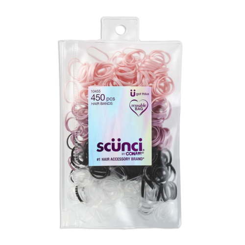 Scunci Elastic Polyband Ponytail Hair Ties, Multicolor, 450 Count