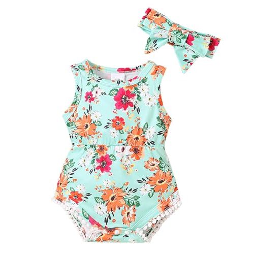 Mioglrie Baby Girl Clothes Newborn Girl Clothes Summer Infant Baby Girl Outfits Romper Headband Clothing Sets