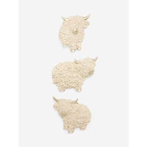 Set of 3 Cream Hamish The Highland Cow Plaques Wall Art