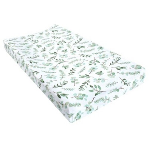 Hudson Baby Infant Girl Changing Pad Cover, Eucalyptus, One Size