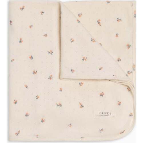 Pointelle Swaddle Blanket, Maris Floral / Ivory + Sea - Colored Organics | Maisonette