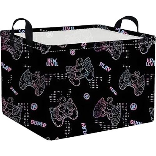 Rectangular Game Basket,Kids game storage basket,Storage Baskets with Handles,nursery game room baskets,Toy Storage Bin Organizer,Gift Bins(Cute game)