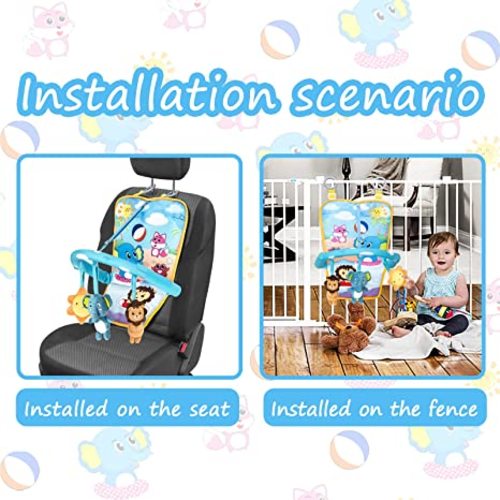Itomoro Car Seat Toys for Infant, Baby Car Toys Rear Facing, Three Kickable and Playable Cute Dolls with Sounds, Best Car Travel Companion, Baby Carseat Toys Suitable for 0-6-12 Months