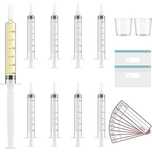 20 Sets 3ml Colostrum Collector with Caps, Colostrum Collection Kit Includes 20pcs Sterile Syringes, 2 Measuring Cup, 2 Storage Bags, 20 Labels, No Needle Breast Milk Syringe