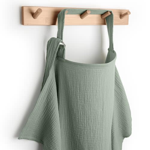 Comfy Cubs Muslin Nursing Cover, Pack of 1, 100% Muslin Breastfeeding Cover - Soft & Breathable Baby Nursing Scarf with Adjustable Neck Strap - Portable, Lightweight & Privacy Coverage - Fern