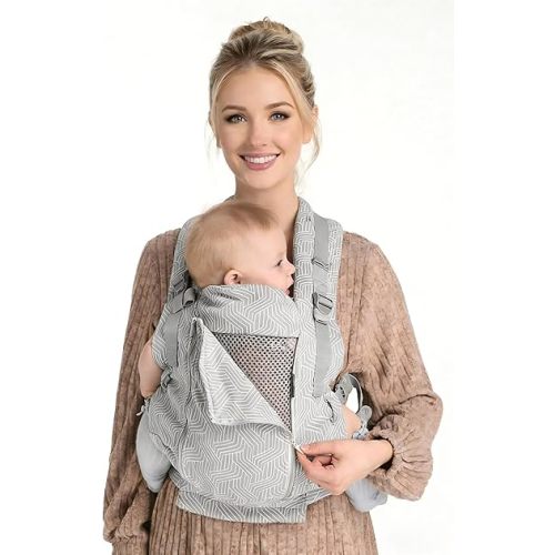 GROWNSY Baby Carrier Newborn to Toddler 7-44lbs, All Season Design with Adjustable Mesh Panel, Ergonomic Baby Carriers, Enhanced Lumbar Support, Hands-Free Parenting (Gray)