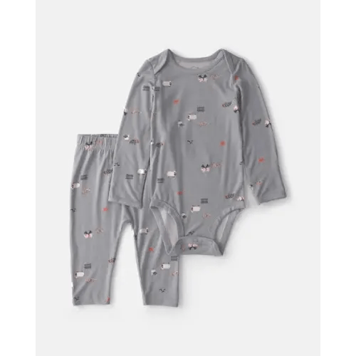 Baby 2-Piece Halloween PurelySoft™ Long-Sleeve Bodysuit & Pant Set - Grey | Carter's