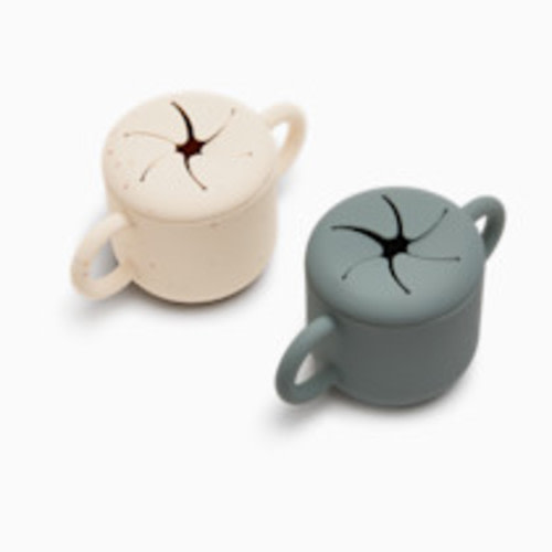 AEIOU Silicone Snack Cup (2 Pack) - Sage/Oat Speckle