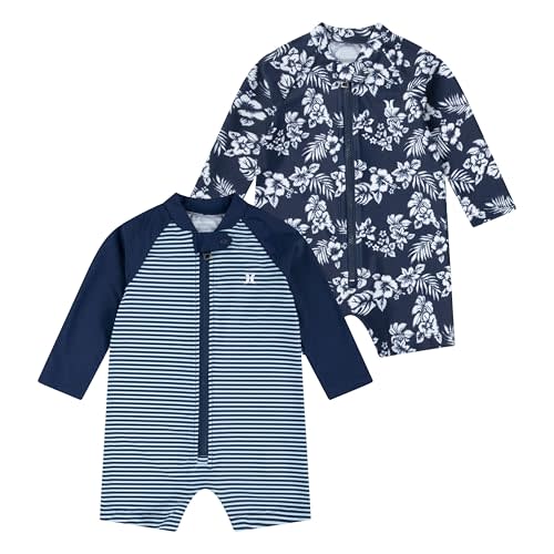 Hurley Unisex Baby 2-Pack Long Sleeve Rash Guard Coverall