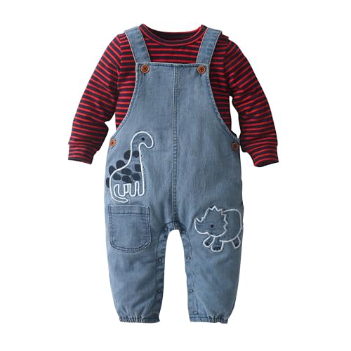 Cute Baby Boy Clothes Suit Toddler Boys' Striped long Sleeve T-Shirt+Denim Overalls Jumpsuit Pants Outfits Sets