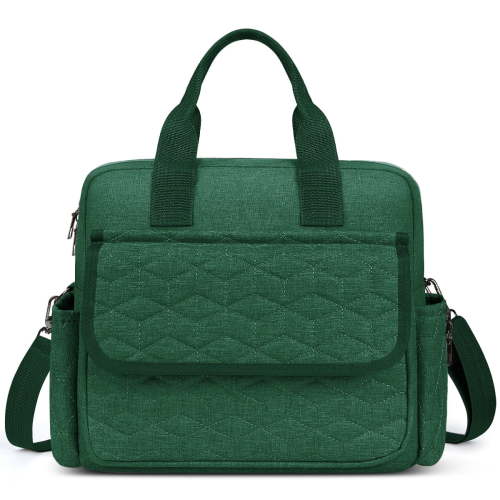 GPED Diaper Bag Tote, Large Capacity Baby Diaper Bag with 3 Insulated Pockets, Lightweight Travel Diaper Tote for Mom Dad, Double-Layer Work Bag for Breastfeeding Mom, Shoulder Mommy Bag(Green)