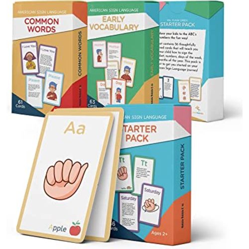 American Sign Language Flash Cards for Toddlers and Beginners - 180 ASL Flash Cards for Babies, Toddlers, Kids. ASL ABC Flash Cards Include Starter, Vocab and Common Sight Words. ASL Cards