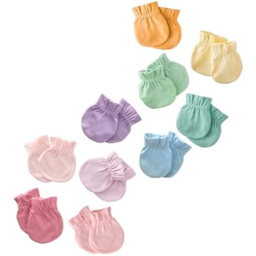 Morgan 10-Pack Mitts 100% Organic Cotton No Scratch Mittens for Newborn Baby Boys & Girls