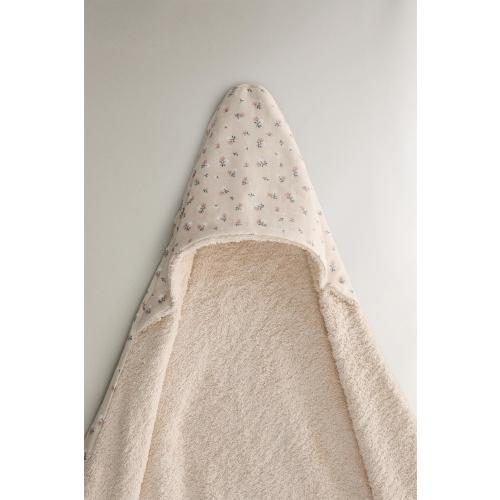 HOODED BABY BATH TOWEL WITH TULIPS