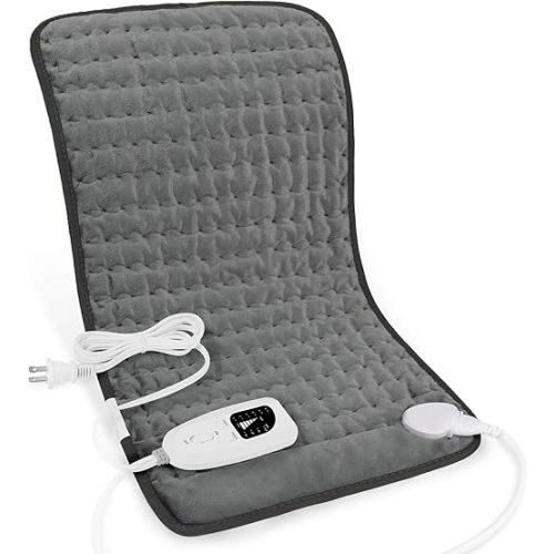 Deepsoon Heating Pad,Electric Heating Pads for Back,Neck,Abdomen,Moist Heating Pad for Shoulder,Knee,Arms,Legs,Dry/Moist Heat & Auto Shut Off,Christmas Gifts for Men and Women,Dark Gray,24x12 Inch