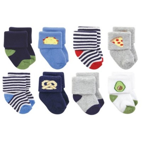 Hudson Baby Basics Infant Baby Cozy Terry Socks 8-Pack, Snack Time, 6-12 Months