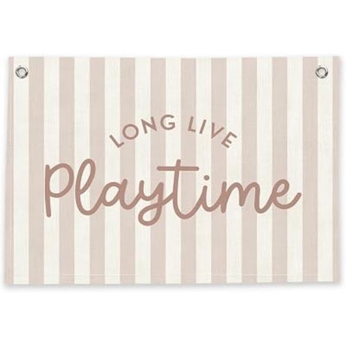 RTXLEZM Long Live Playtime Banner for Girls Room Large Canvas Print