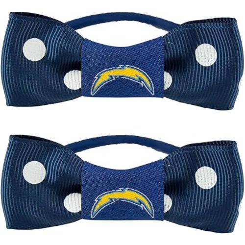 Littlearth NFL Los Angeles Chargers Bow Pigtail Holder, 2-Pack