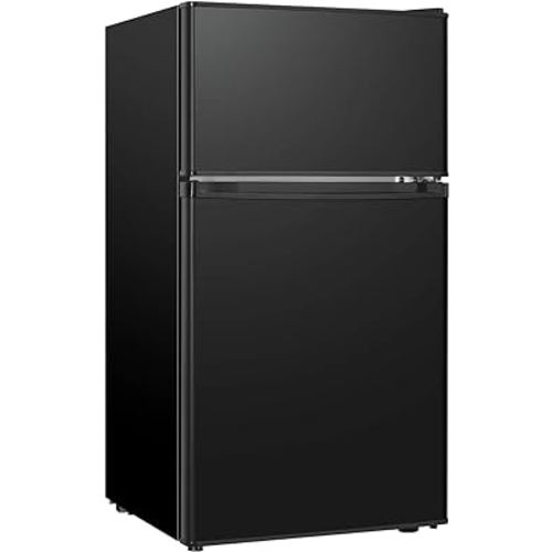 Mini Fridge With Freezer,3.2 Cu.Ft Compact Refrigerator,Mini Refrigerator With 2 Doors For Bedroom,Office,Kitchen,Apartment,Dorm(black.)