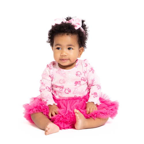 Barbie Baby Girls Tutu Bodysuit with Matching Headband Set, 2 Piece, Newborn-24M