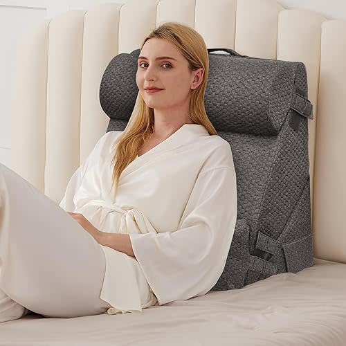 4PCS Wedge Pillow Set for After Surgery, Back Pillow for Bed Sitting up, 9&12inch Adjustable Memory Foam Bed Wedges, Pillow Wedge for Acid Reflux, Back Pain Relief, Snoring, Dark Grey