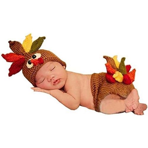 Pinbo Baby Photography Prop Cute Turkey Knitted Crochet Costume Hat Caps Diaper