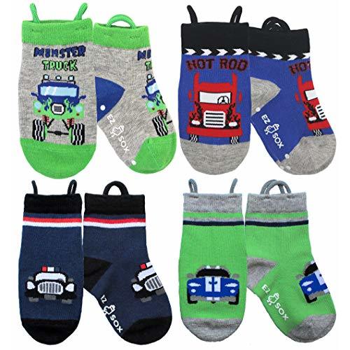 Ez Sox Toddler Boys Girls Socks Non Skid Seamless Toe Anti Slip Grip Pull Up Loops