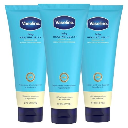 Vaseline Baby Petroleum Healing Jelly Tube for Diaper Rash 6.8 oz 3ct | Prevents & treats diaper rash, for dry, sensitive skin; squeeze tube, fragrance-free, hypoallergenic,pediatrician-recommended