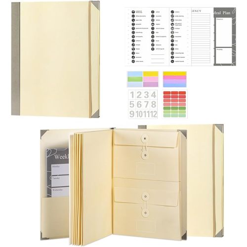 Life Book Document Organizer Veloron Folio in Case I Go Missing Binder Important Document Organizer If i Die Binder Organizer Labelled Expandable Pockets for A4/Legal Sized Papers (Yellow)