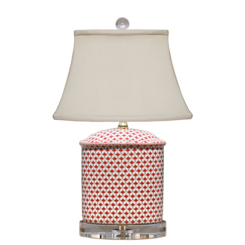 Red and White Porcelain Table Lamp