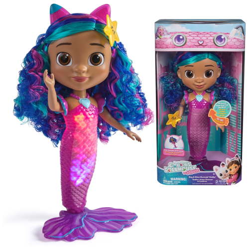 Gabby's Dollhouse: The Movie, Sing & Shine Mermaid Gabby, Waterproof Mermaid Doll, Lights & Sounds