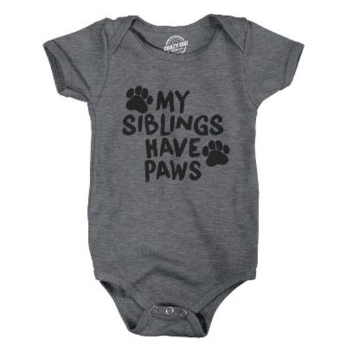 Creeper My Siblings Have Paws Funny Cool Cute Dog Cat New Baby Shirt for Newborn - Crazy Dog Baby Bodysuit For Dog Lovers