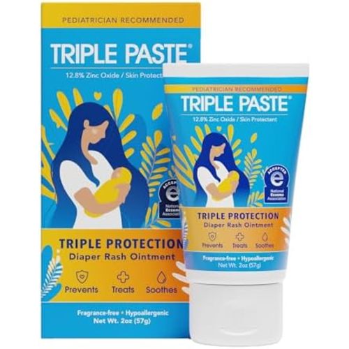 Triple Paste Diaper Rash Cream, Zinc Oxide Baby Ointment, 2 oz