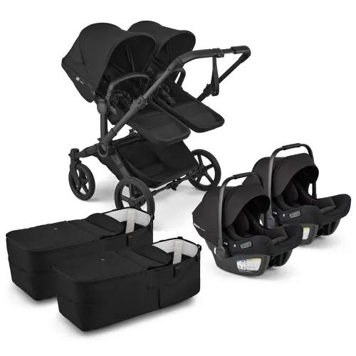 Bugaboo Donkey 6 + Turtle Air Shield Twin Travel System Bundle - Black / Heritage Black / Heritage Black