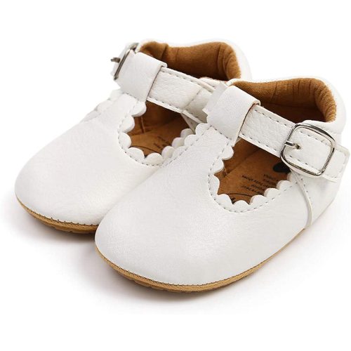 Baby Girls Mary Jane Flats Shoes with Non-Slip Soft Sole Toddler First Walkers Newborn Princess Dress Shoes