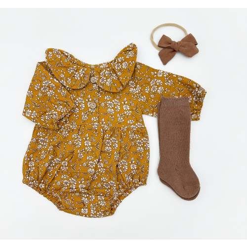 Mustard Floral Romper Set – Olive and Cradle