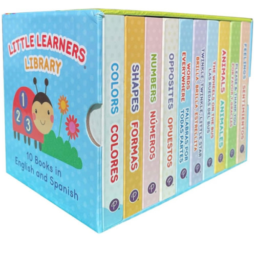 Bilingual 10 Board Books in Spanish and English: Little Library set includes Counting, Colors, Feelings, Animals, The Wheels on the Bus, ABCs, and More (English and Spanish Edition)
