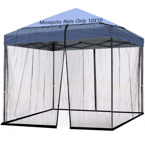 10x10 Mosquito Netting for Patio Camping Gazebo/Pop Up Canopy Tent,Double Door Side Screen Easy Installation Black（Only Mosquito Net No Frame） (Around 10x10FT)