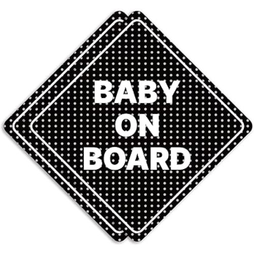 GEEKBEAR Baby on Board Signs for Car, Diamond, 2 Pack (Sticker, Black)