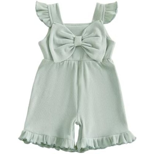 Toddler Girl Outfit Baby Summer Romper Cute Bow Sleeveless One Piece Jumpsuit Shorts Overalls Clothes 6M-5T