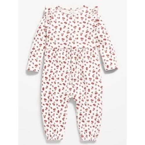 Long-Sleeve Ruffle-Trim Ribbed Jumpsuit for Baby | Old Navy