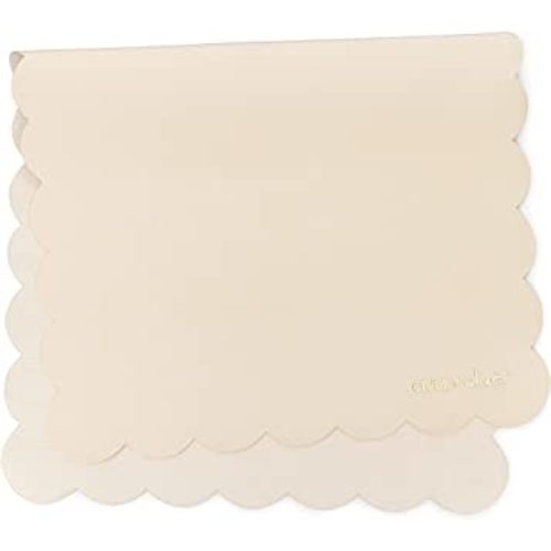 Vegan Leather Baby Changing Mat - Multipurpose Portable Wipeable Diaper Pad - Foldable for Travel (16 x 30 in) (Cream Scallop)